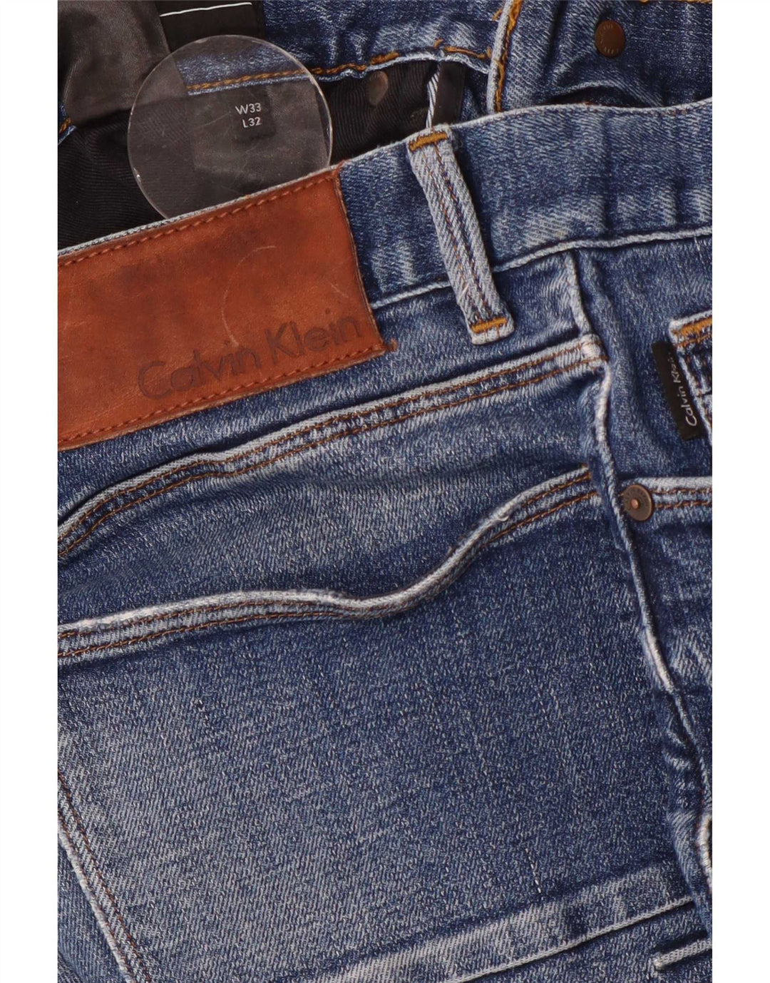 Calvin Klein Mens Slim Jeans W33 L32 Blue Cotton