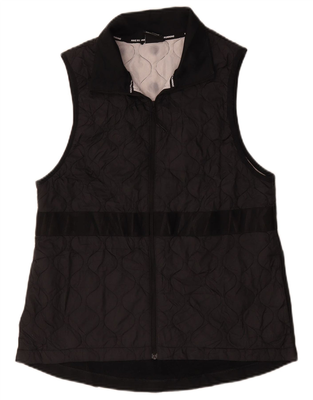 Nike Womens Graphic Quilted Gilet UK 12 Medium Black Polyester