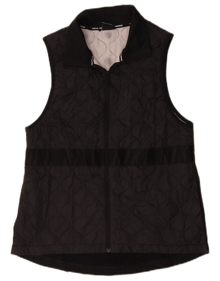 Nike Womens Graphic Quilted Gilet UK 12 Medium Black Polyester