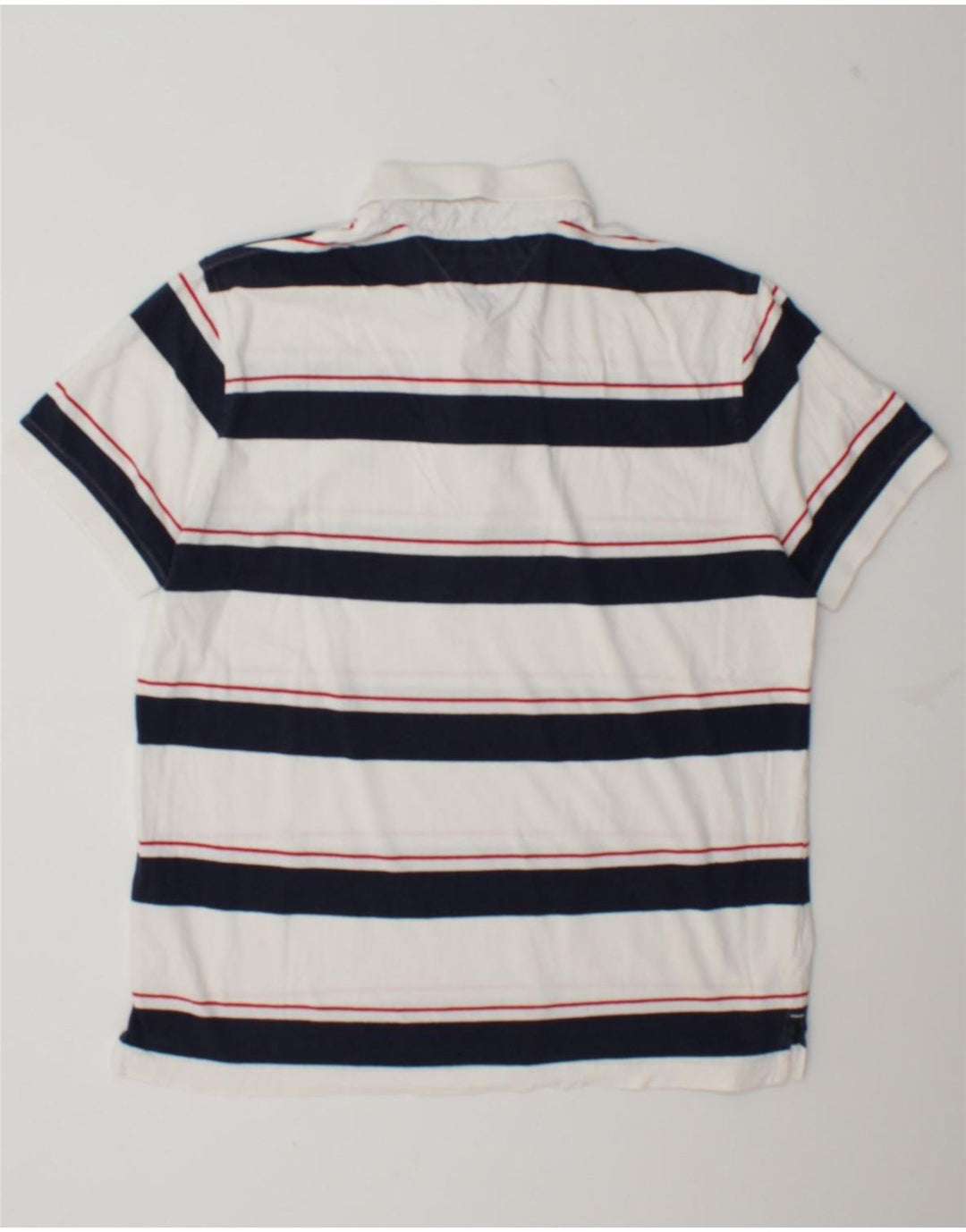 Tommy Hilfiger Mens Custom Fit Polo Shirt Large White Striped