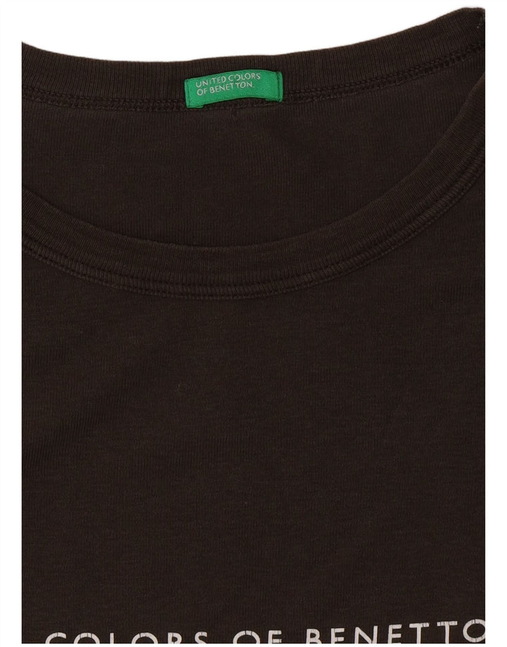 BENETTON Womens Graphic Top Long Sleeve UK 12 Medium Grey Vintage Benetton and Second-Hand Benetton from Messina Hembry 
