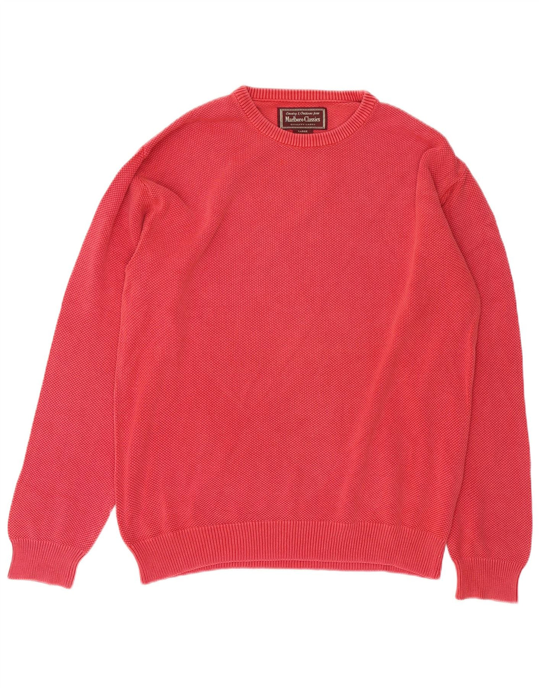 MARLBORO CLASSICS Mens Boat Neck Jumper Sweater Large Red Cotton