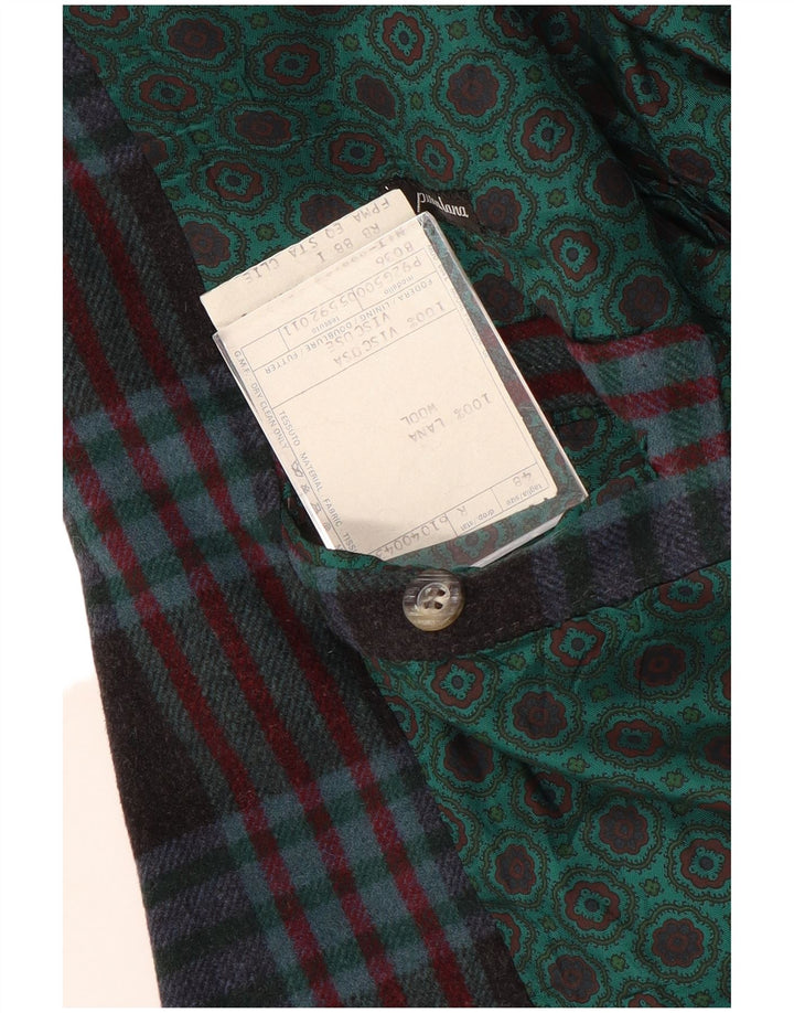 Vintage Mens 2 Button Blazer Jacket IT 48 Medium Navy Blue Check Wool