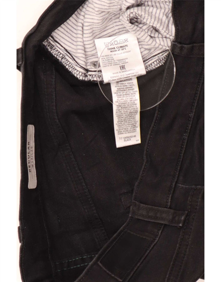 Marks & Spencer Mens Regular Straight Jeans W34 L29 Black Cotton