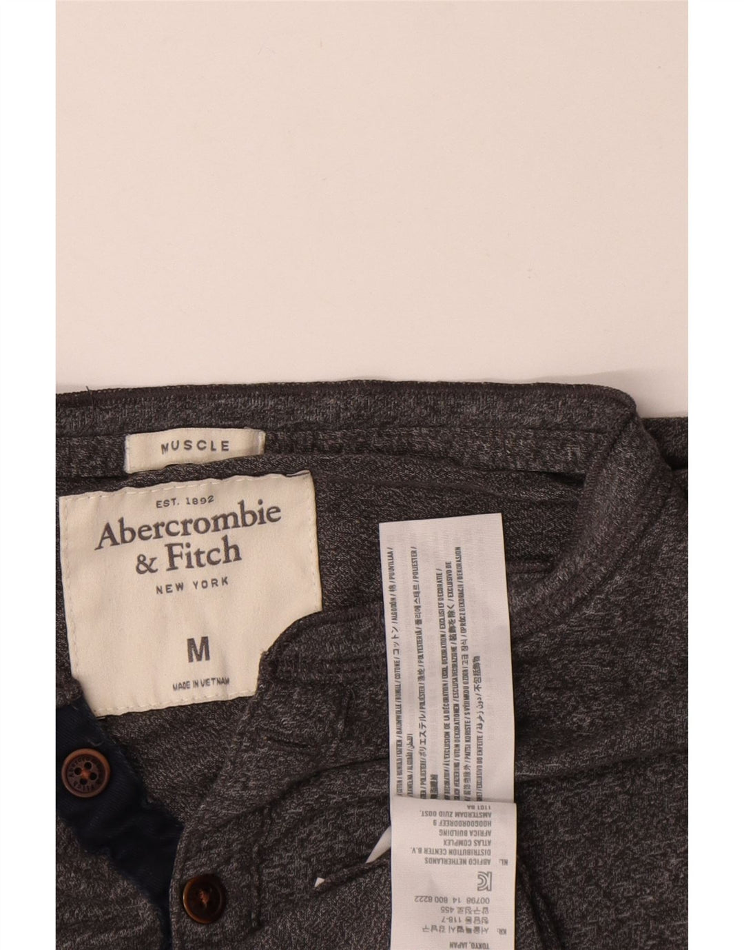 Abercrombie & Fitch Mens Muscle Top Long Sleeve Medium Grey Flecked