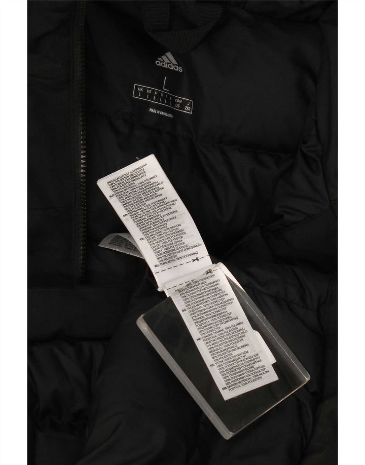 Adidas Mens Hooded Padded Coat UK 40 Large Black Polyester