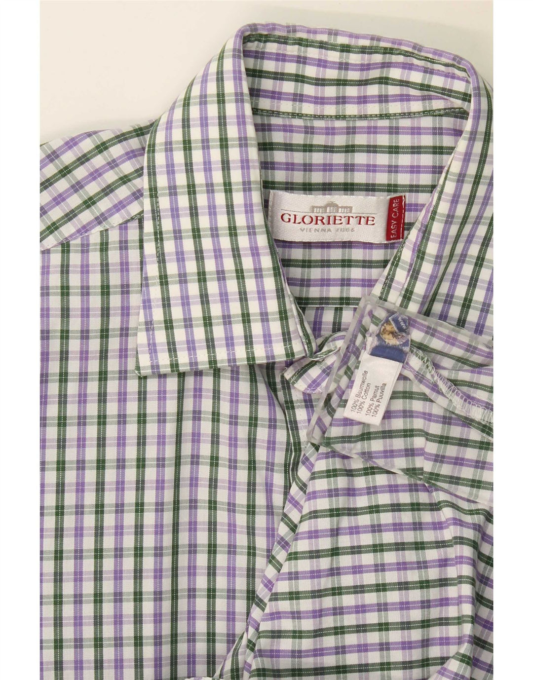 Gloriette Mens Short Sleeve Shirt Medium Multicoloured Check Cotton
