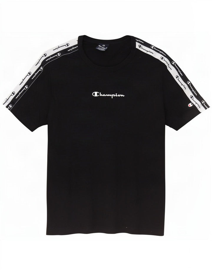 Champion Mens Graphic T-Shirt Top Medium Black Colourblock Cotton