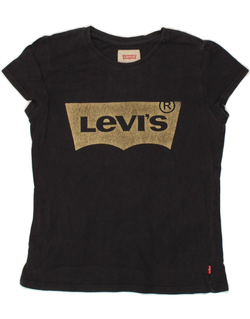 LEVI'S Girls Graphic T-Shirt Top 13-14 Years Black Cotton Vintage Levi's and Second-Hand Levi's from Messina Hembry 