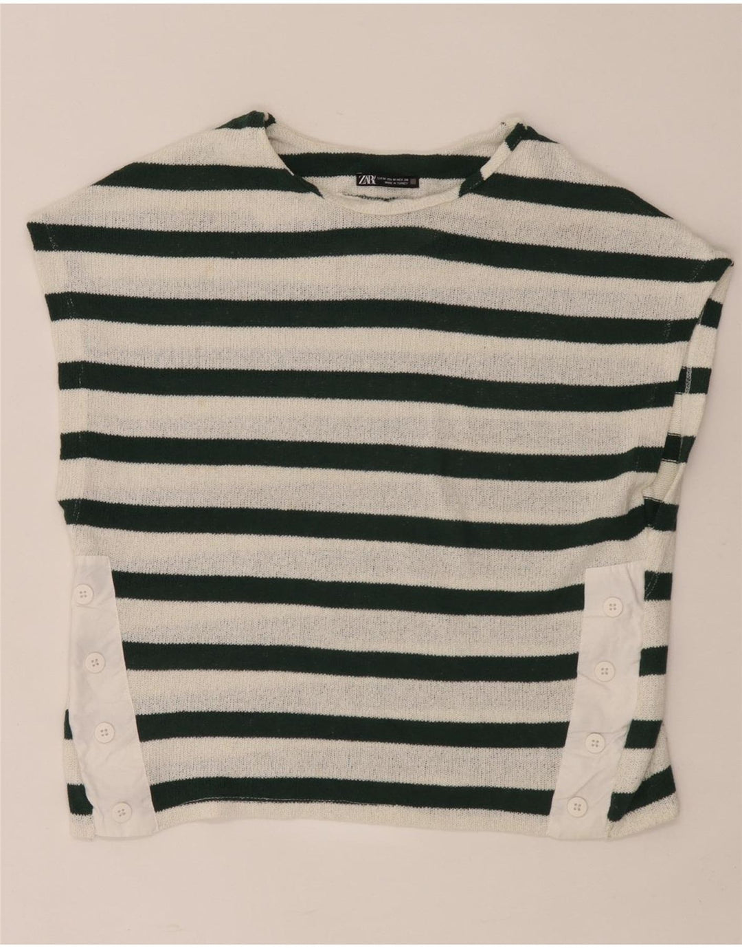 Zara Womens T-Shirt Top UK 14 Medium White Striped