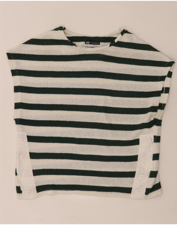 Zara Womens T-Shirt Top UK 14 Medium White Striped