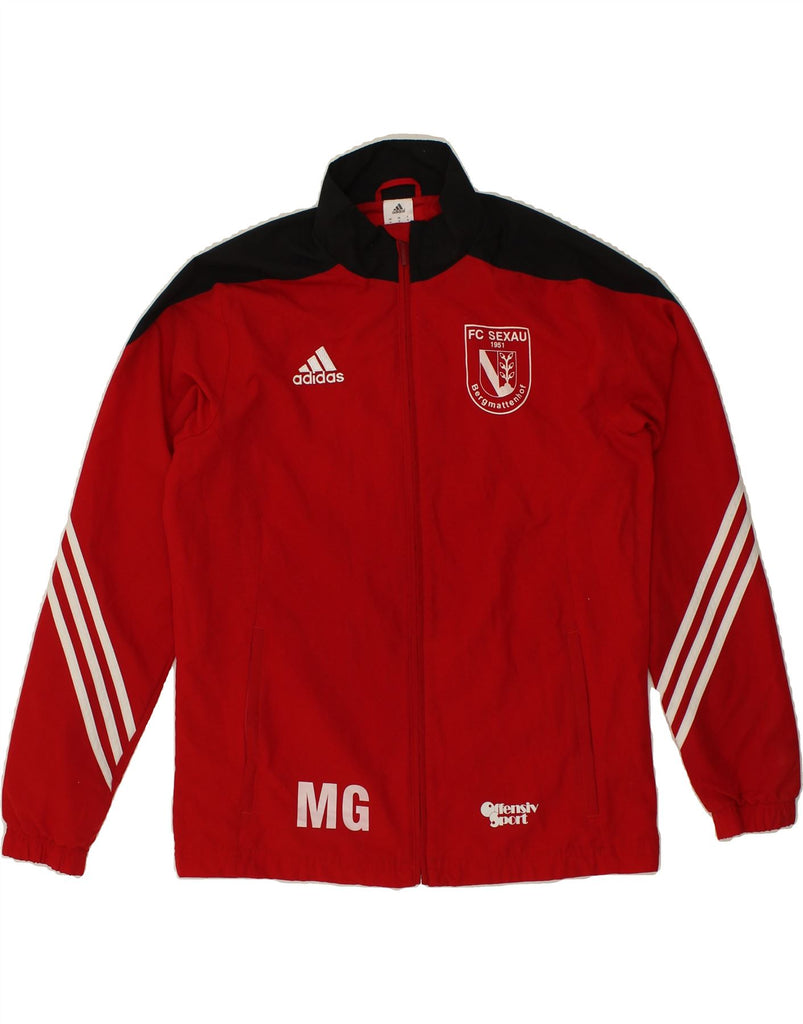 ADIDAS Mens Graphic Tracksuit Top Jacket Medium Red Colourblock Polyester Vintage Adidas and Second-Hand Adidas from Messina Hembry 