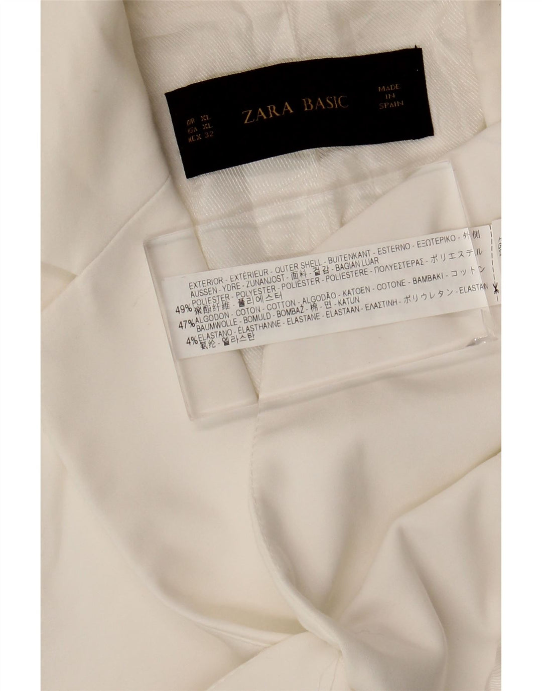 ZARA Womens 1 Button Blazer Jacket UK 18 XL White Polyester