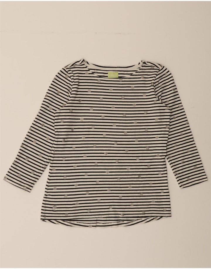 JOULES Womens Top 3/4 Sleeve UK 10 Small  White Striped Cotton Vintage Joules and Second-Hand Joules from Messina Hembry 