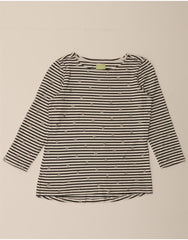 JOULES Womens Top 3/4 Sleeve UK 10 Small  White Striped Cotton