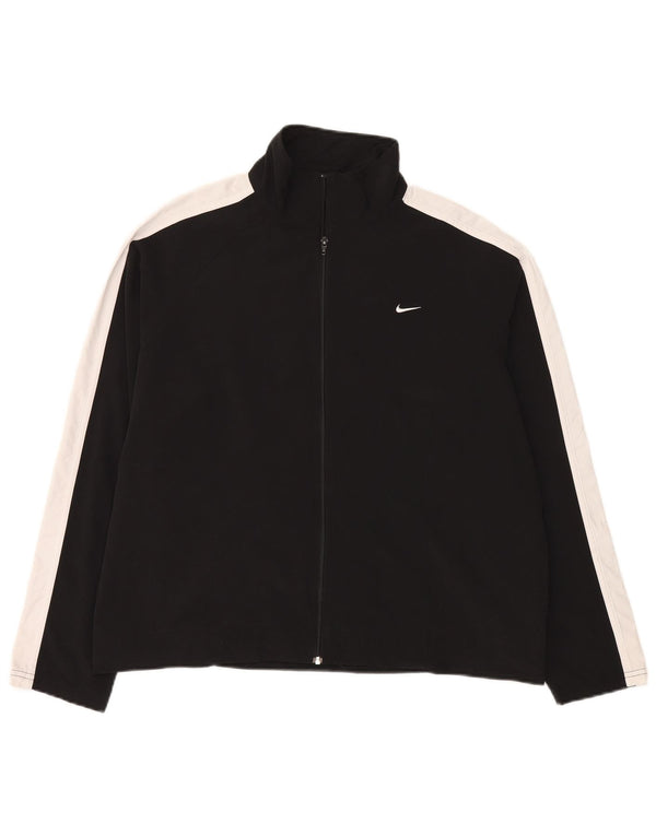 Nike Womens Tracksuit Top Jacket US 12/14 Large Black Colourblock Polyester