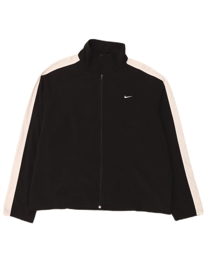 Nike Womens Tracksuit Top Jacket US 12/14 Large Black Colourblock Polyester