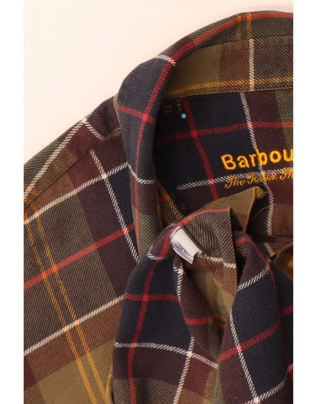 Barbour Mens Regular Fit Flannel Shirt Medium Green Plaid Cotton