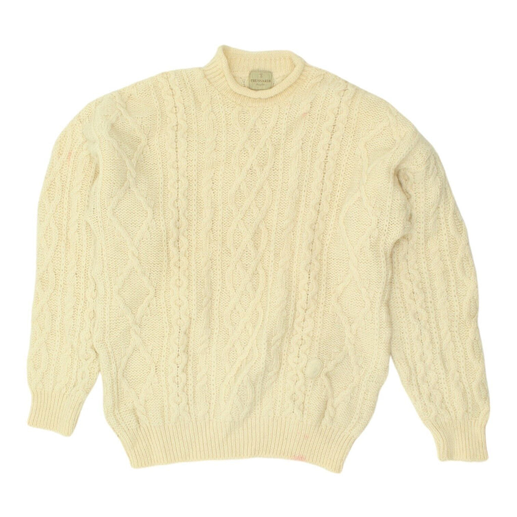 Trussardi Mens Yellow Cable Knit Jumper | Vintage High End Designer Sweater VTG | Vintage Messina Hembry | Thrift | Second-Hand Messina Hembry | Used Clothing | Messina Hembry 