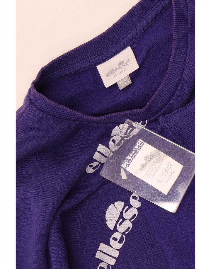 Ellesse Womens Graphic Sweatshirt Jumper UK 12 Medium Purple Cotton