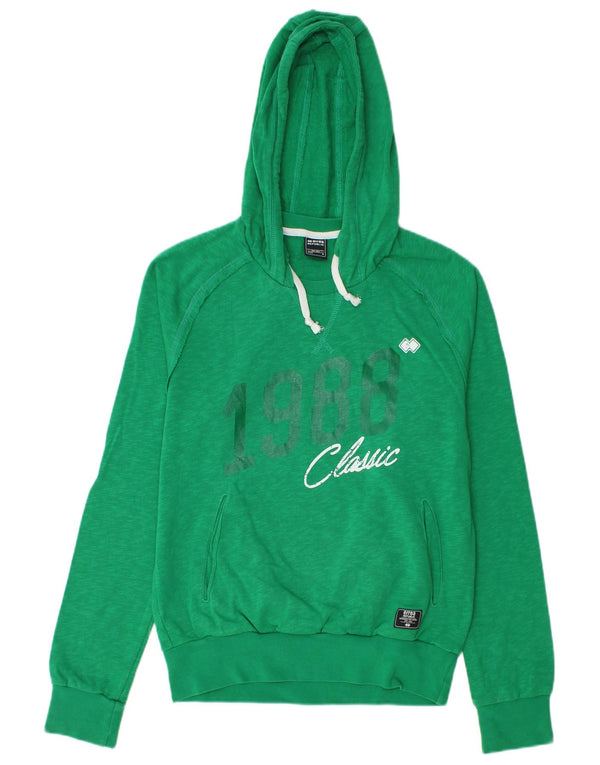 Errea Mens Graphic Hoodie Jumper Small Green Cotton