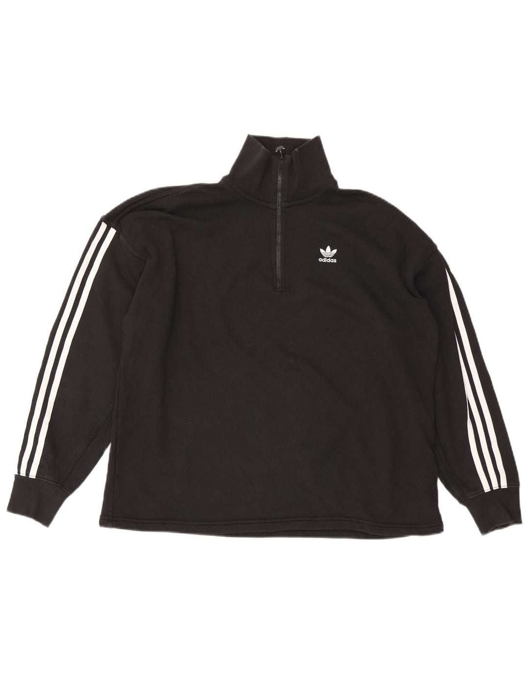 Adidas Womens Oversized Sweatshirt Jumper UK 10 Small Black Cotton