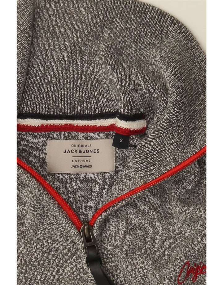 Jack & Jones Mens Zip Neck Jumper Sweater Small Grey Flecked