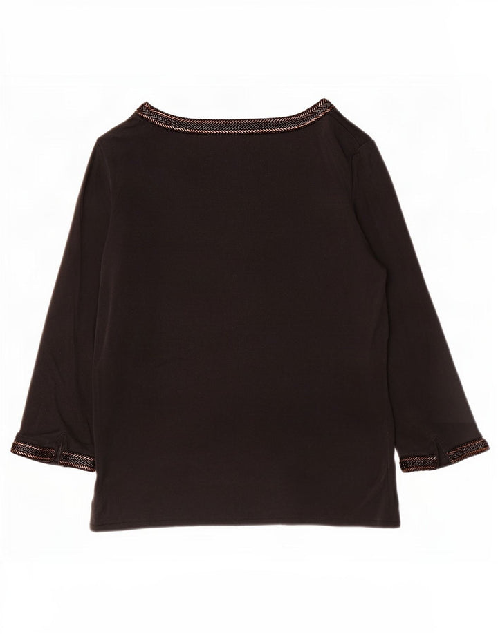 Fenn Wright Manson Womens Top 3/4 Sleeve UK 12 Medium Black Silk