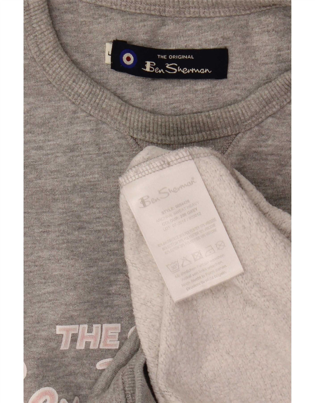 Ben Sherman Womens Graphic Sweatshirt Jumper UK 16 Large Grey Flecked