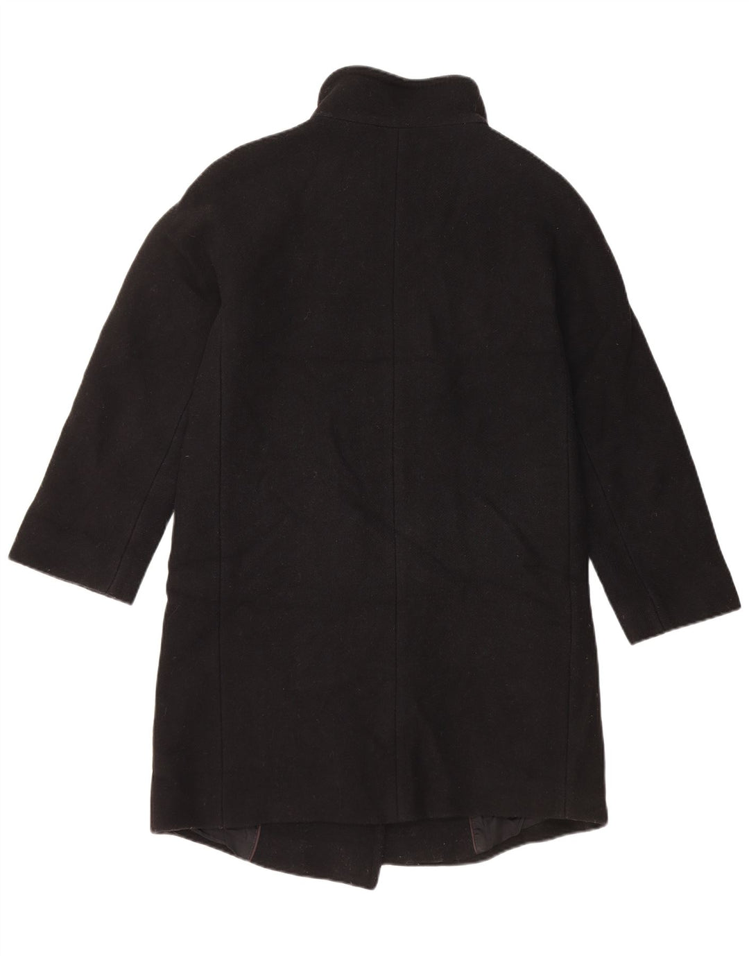 Massimo Dutti Womens Loose Fit Overcoat EU 34 2XS Black Wool