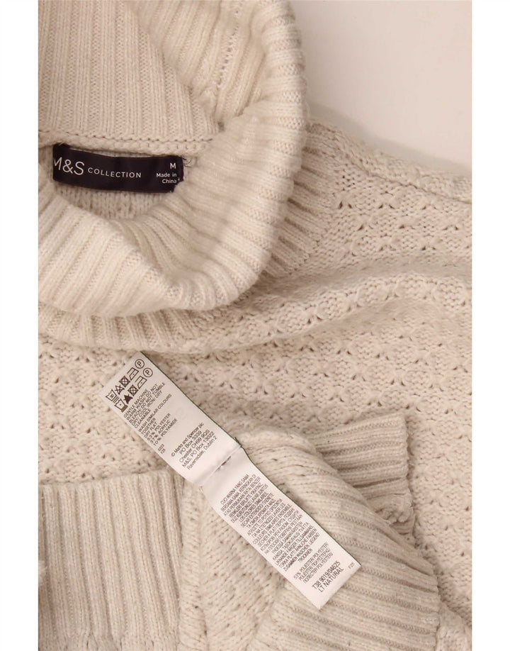 Marks & Spencer Womens Roll Neck Jumper Sweater UK 14 Medium Beige