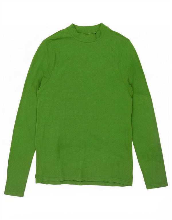 Marks & Spencer Womens Top Long Sleeve UK 14 Large Green Flecked Modal