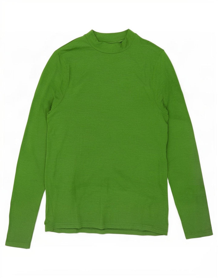 Marks & Spencer Womens Top Long Sleeve UK 14 Large Green Flecked Modal