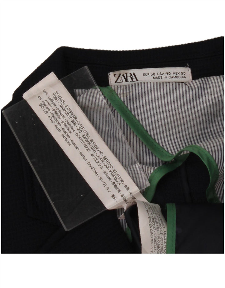 ZARA Mens 2 Button Blazer Jacket EU 50 Medium Navy Blue Polyester