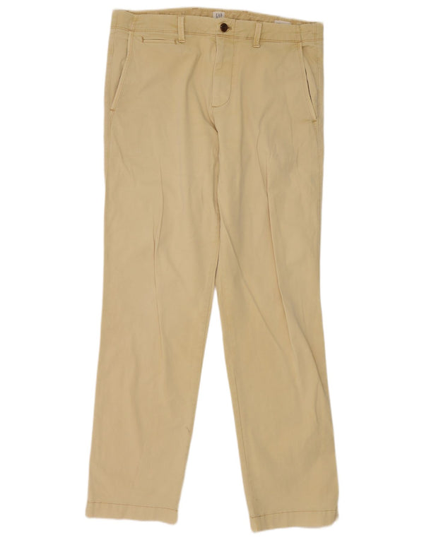 Gap Mens Straight Chino Trousers W34 L34 Yellow Cotton