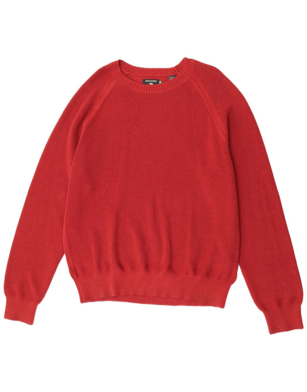 Dockers Mens Regular Fit Boat Neck Jumper Sweater 2XL Maroon Cotton