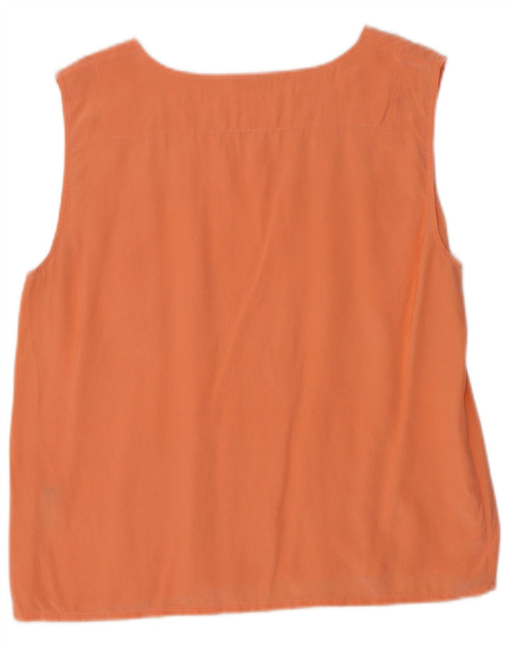 Vintage Womens Sleeveless Blouse Top IT 40 Small Orange Silk