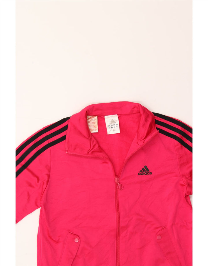 ADIDAS Girls Tracksuit Top Jacket 9-10 Years Pink Polyester Vintage Adidas and Second-Hand Adidas from Messina Hembry 