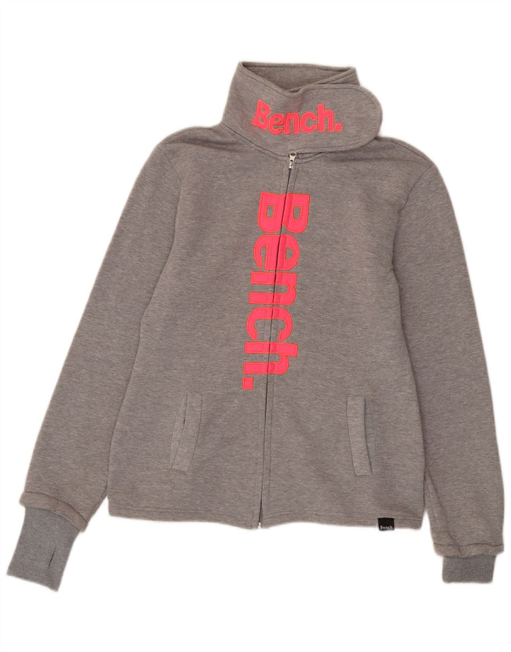 Bench Womens Graphic Tracksuit Top Jacket UK 18 XL Grey Cotton