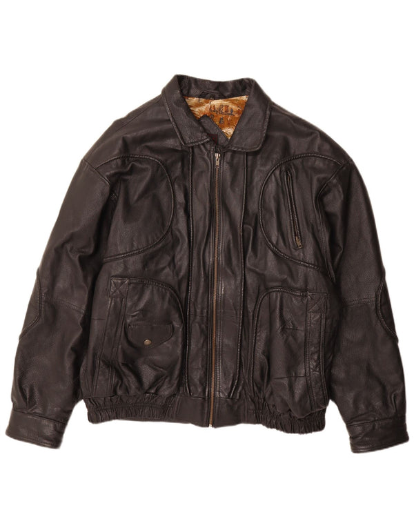 Karlsburg  Mens Leather Jacket IT 54 2XL Black Leather