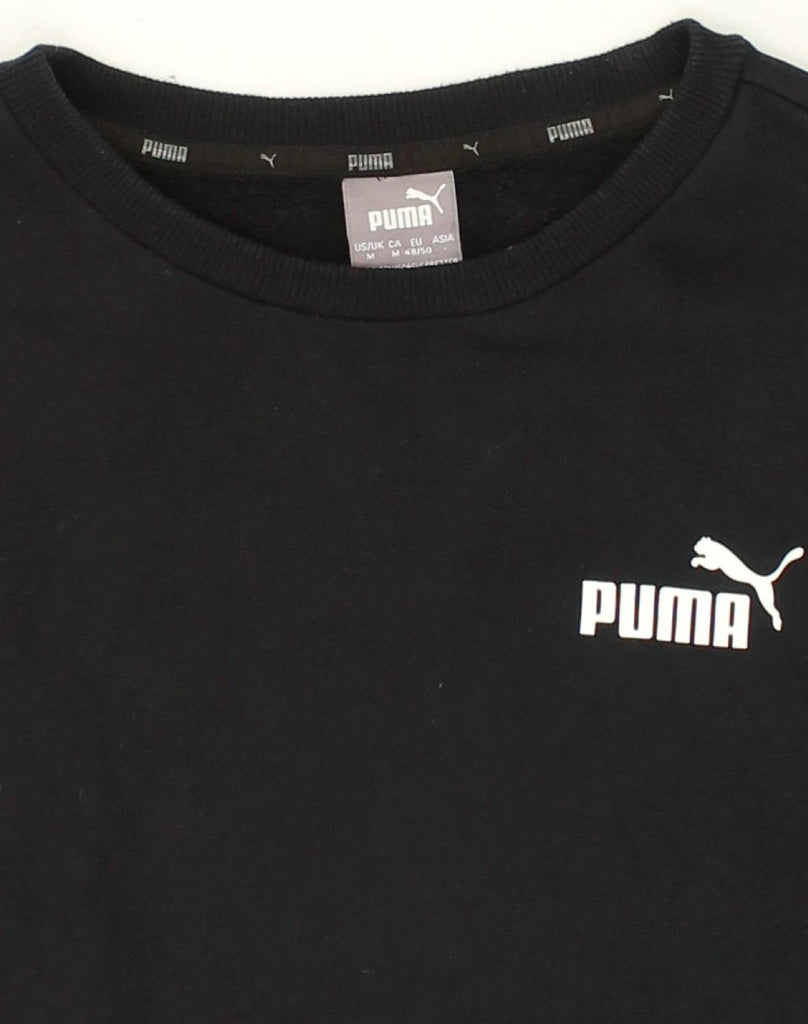 PUMA Mens Sweatshirt Jumper Medium Black Cotton | Vintage Puma | Thrift | Second-Hand Puma | Used Clothing | Messina Hembry 