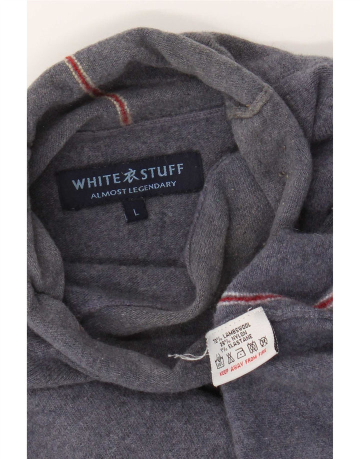 White Stuff Mens Roll Neck Jumper Sweater Large Blue Lambswool