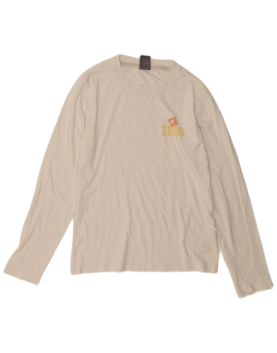 Nike Mens Top Long Sleeve UK 36/38 Small White Cotton