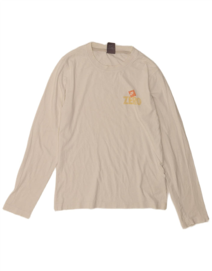 Nike Mens Top Long Sleeve UK 36/38 Small White Cotton