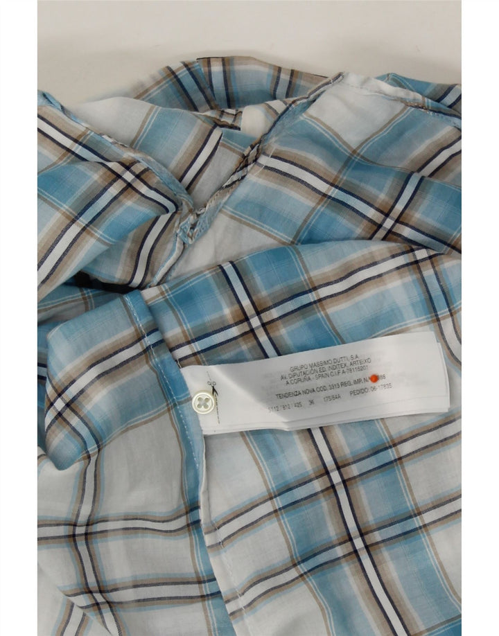 MASSIMO DUTTI Womens 3/4 Sleeve Shirt EU 36 XS Blue Check Cotton Vintage Massimo Dutti and Second-Hand Massimo Dutti from Messina Hembry 
