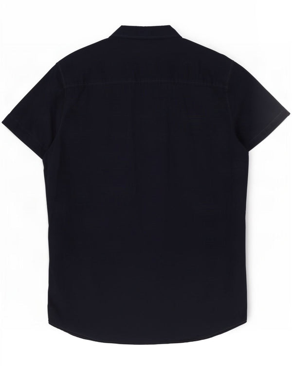 Jack & Jones Mens Short Sleeve Shirt Large Navy Blue Cotton