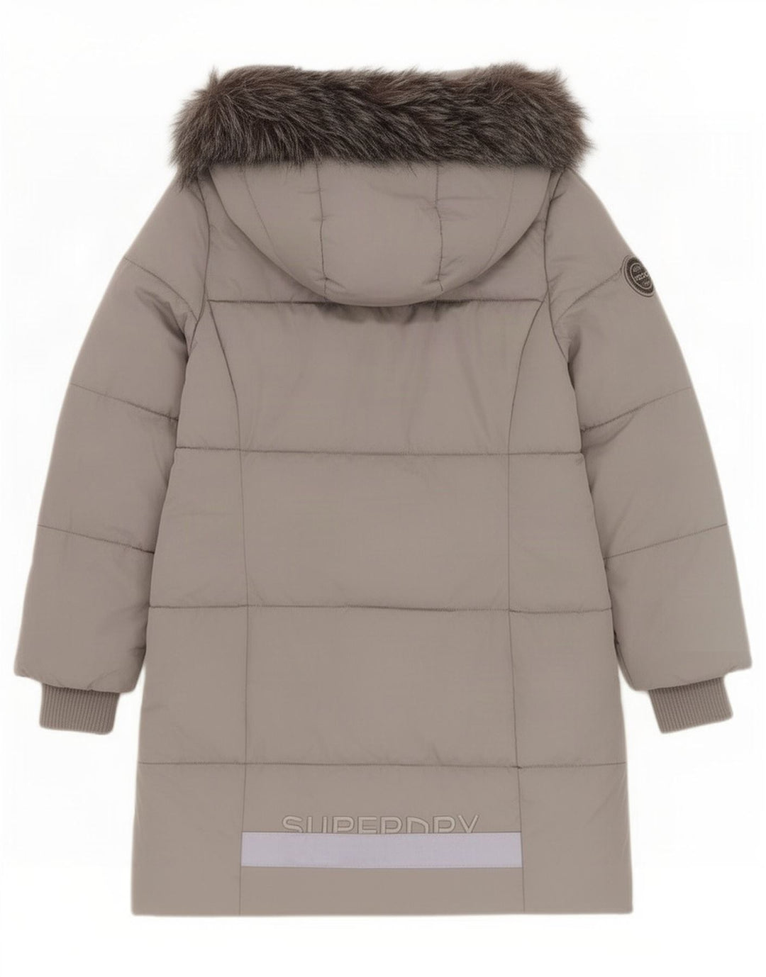 Superdry Womens Graphic Hooded Padded Coat UK 12 Medium Grey Polyester