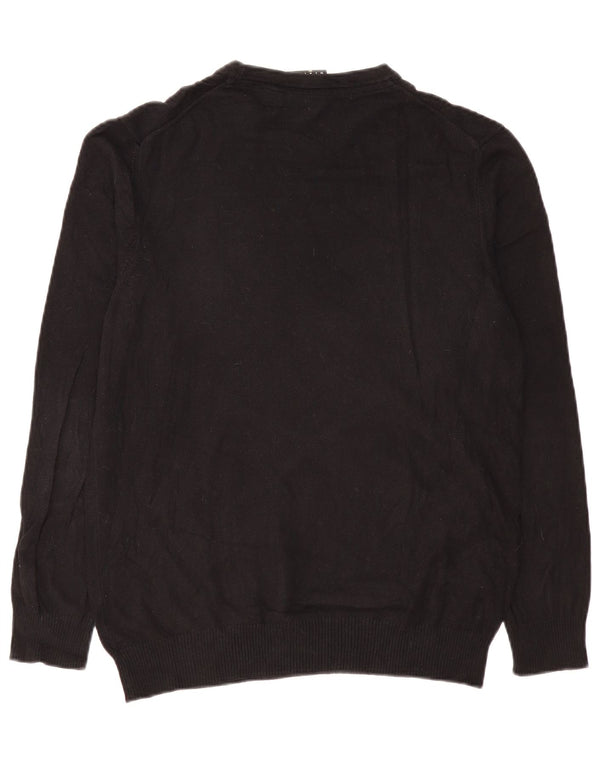 Lyle & Scott Mens Crew Neck Jumper Sweater Medium Black Cotton
