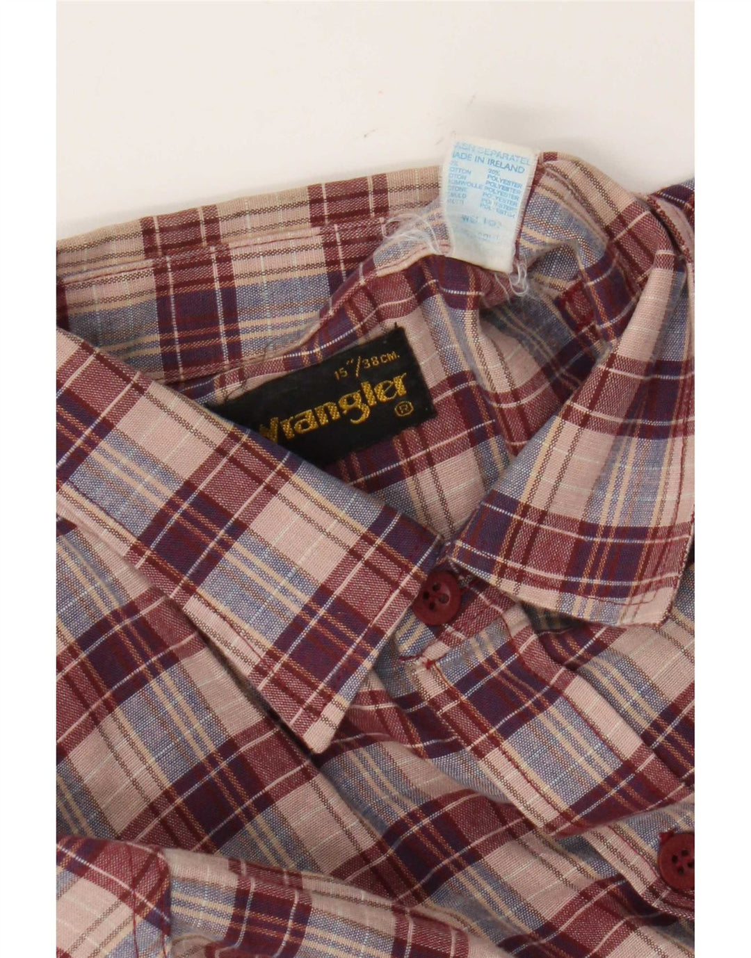Wrangler Mens Flannel Shirt Size 38 15 Medium Red Check Cotton