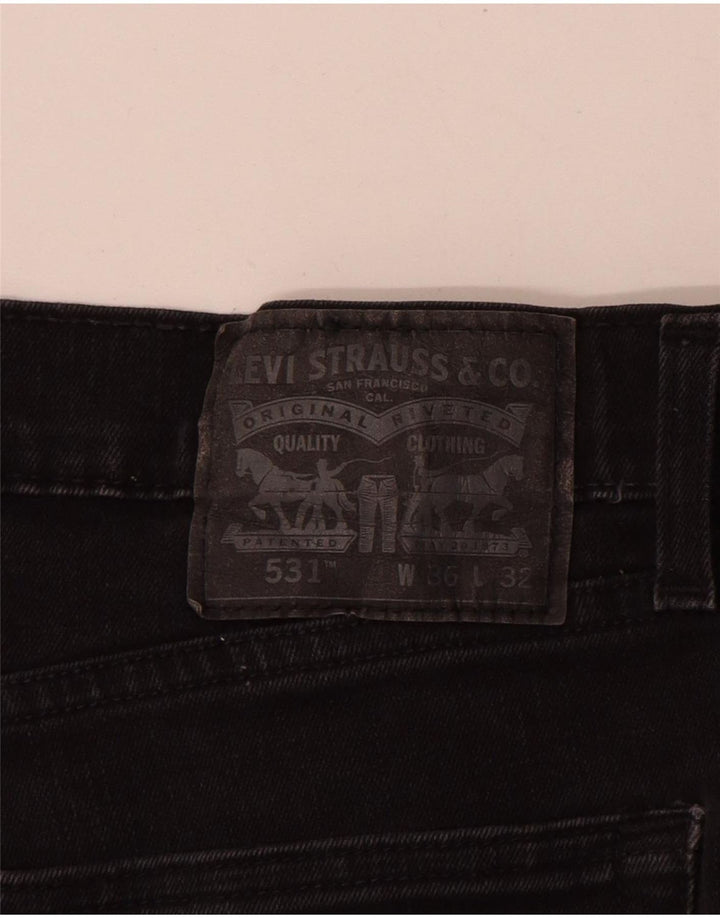 Levi's Mens 531 Slim Jeans W36 L32 Black Cotton
